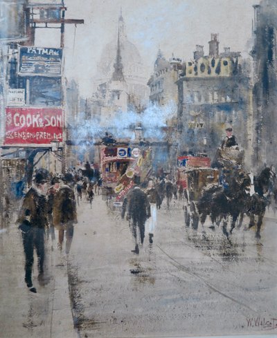 Fleet Street et Ludgate Hill Viaduct avec fumée d