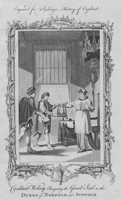 Le cardinal Wolsey démissionne du Grand Sceau pour les ducs de Norfolk et de Suffolk, 1773 - William Walker