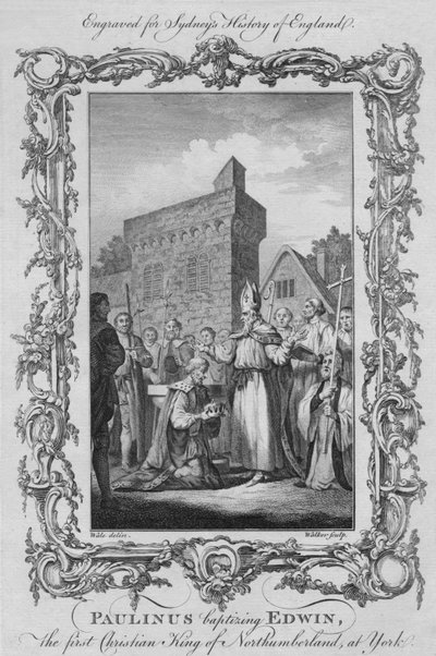 Paulinus baptisant Edwin, le premier roi chrétien de Northumbrie, à York, 1773 - William Walker