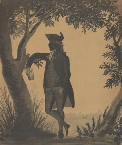 Jeune homme appuyé contre un arbre avec un livre, vers 1780-89 - William Wellings