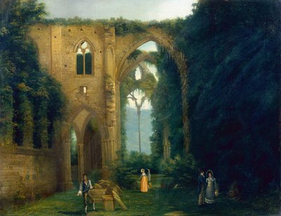 Abbaye de Newstead avec la dernière demeure du chien de Byron, Botswain - William West