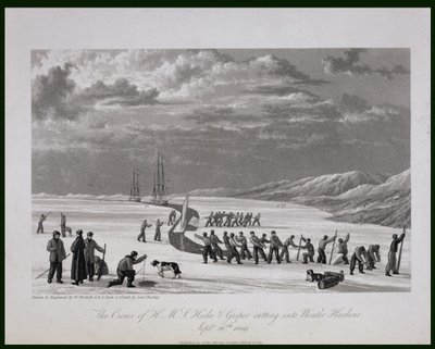 Les équipages du H.M.S. Hecla et Griper coupant dans Winter Harbour, 26 septembre 1819, de 