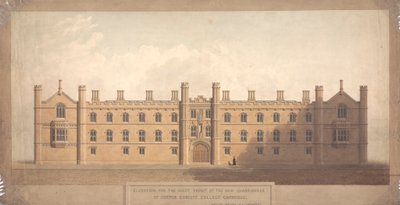 Élévation de la façade ouest du nouveau quadrilatère du Corpus Christi College, Cambridge - William Wilkins