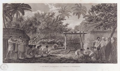 Sacrifice humain à Tahiti dans le Pacifique Sud, vers 1773 - William Woollett