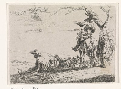 Trois chasseurs avec des chiens - William Young Ottley