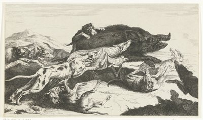 Chiens chassant un sanglier - William Young Ottley