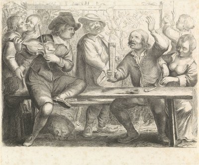 Musiciens et buveur dans une auberge - William Young Ottley