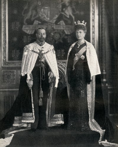 Le roi George V et la reine Mary à leur première ouverture du Parlement, 6 février 1911, 1951 - William and Daniel Downey