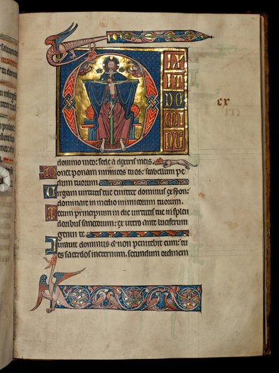 Ms 322 f.113r Psaume 109, initiale D, La Sainte Trinité, illustration du 