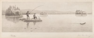 Sans Titre (Pêche en Radeau de Bois) - William de la Montagne Cary