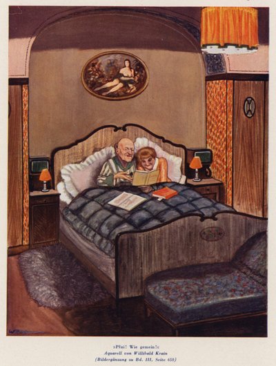Couple regardant des livres érotiques au lit - Willibald Krain