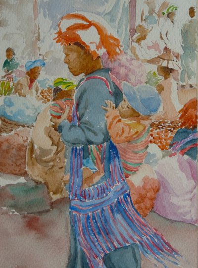 940 Marché de Nampan, accroché à sa mère - Wilson Clive
