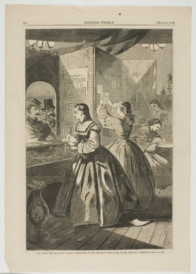 "Any Thing for Me, If You Please" - Bureau de poste de la foire de Brooklyn au profit de la commission sanitaire - Winslow Homer