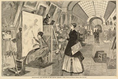 Étudiants en Art et Copistes dans la Galerie du Louvre, Paris, publié en 1868 - Winslow Homer