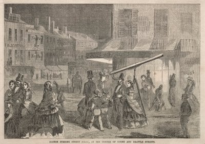 Scène de rue du soir à Boston, au coin des rues Court et Brattle, 1857 - Winslow Homer