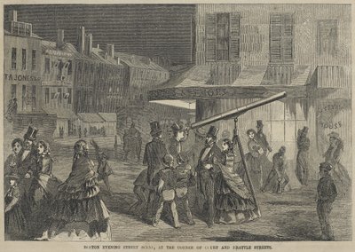 Scène de rue du soir à Boston, au coin des rues Court et Brattle - Winslow Homer