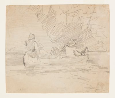 Canoë avec trois hommes - Winslow Homer