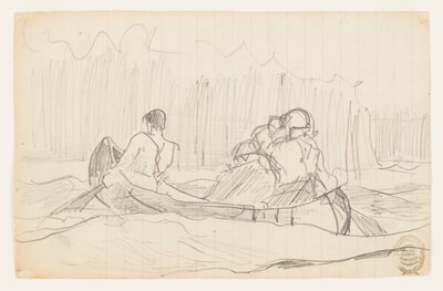 Canoë avec trois hommes - Winslow Homer