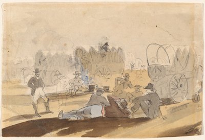 Caravane avec chariots couverts au repos [recto] - Winslow Homer