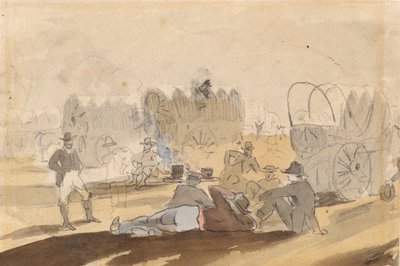 Caravane avec chariots couverts au repos - Winslow Homer