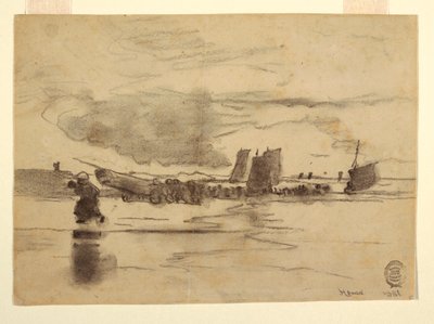 Dessin, plage à marée basse, Cullercoats, Angleterre, 1881 - Winslow Homer
