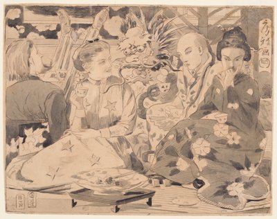 Dessin, International Tea Party, vers 1867 - Winslow Homer