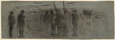 Dessin, officier et aide inspectant un escadron, peut-être 1864 - Winslow Homer