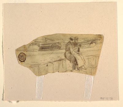 Dessin, Deux femmes assises sur un mur, Cullercoats, Angleterre, 1881-82 - Winslow Homer