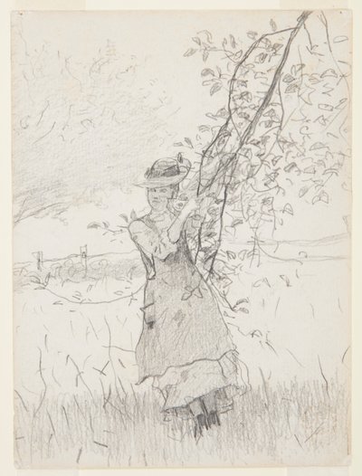 Fille tenant une branche de pommier - Winslow Homer