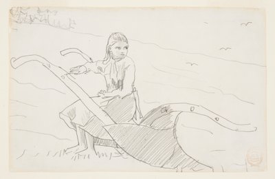Fille assise sur une charrue - Winslow Homer