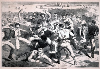 Jour de fête au camp - soldats jouant au « football », de Harper