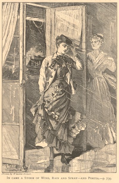 Une tempête de vent, de pluie et de brume est arrivée - et Portia., de The Galaxy, décembre 1869 - Winslow Homer