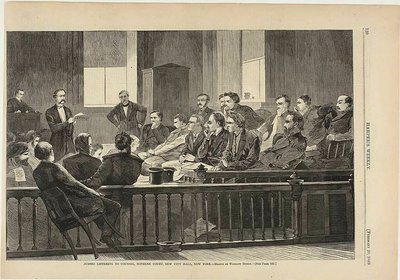 Jurés écoutant leur avocat, Cour suprême, nouvel hôtel de ville, New York - Winslow Homer