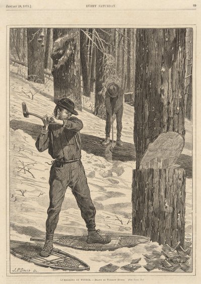 Exploitation forestière en hiver, de Every Saturday, 28 janvier 1871 - Winslow Homer