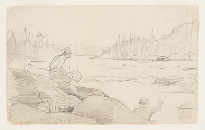 Hommes pêchant à la ligne et au filet - Winslow Homer