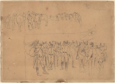 Officiers et chevaux au repos - Winslow Homer