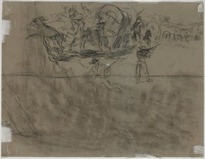 Escarmouche impliquant un convoi de wagons (verso) - Winslow Homer
