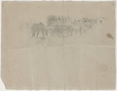 Train de ravitaillement et mules [verso] - Winslow Homer