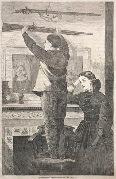 Jour de Thanksgiving - Accrocher le mousquet, 1865 - Winslow Homer