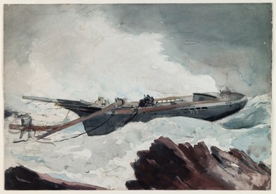 La goélette naufragée, vers 1900-10 (aquarelle et fusain sur papier) - Winslow Homer