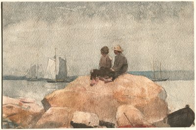 Deux garçons observant des goélettes - Winslow Homer