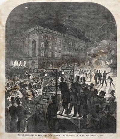 Réunion syndicale en plein air devant l