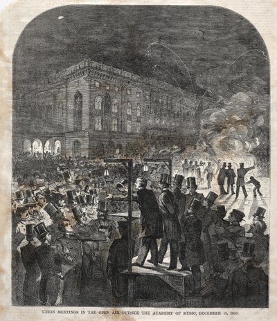 Réunion syndicale en plein air devant l