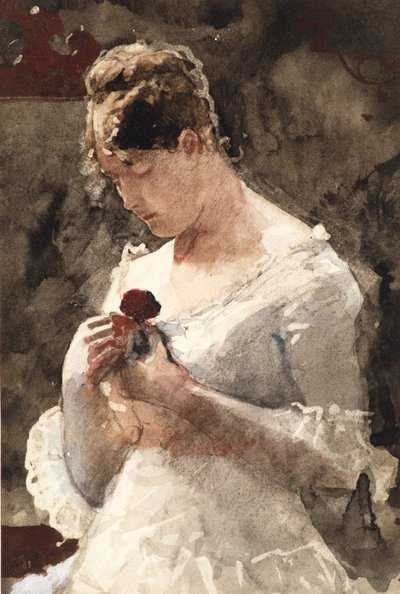 Femme avec une rose, 1879 - Winslow Homer