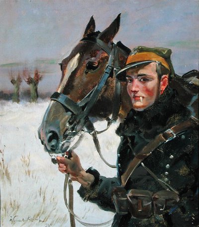 Soldat avec un Cheval - Wojciech Kossak