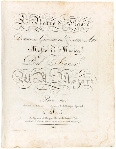 Couverture de la partition Le nozze di Figaro dramma giocoso en quatre actes, entre 1806 et 1810 - Wolfgang Amadeus Mozart