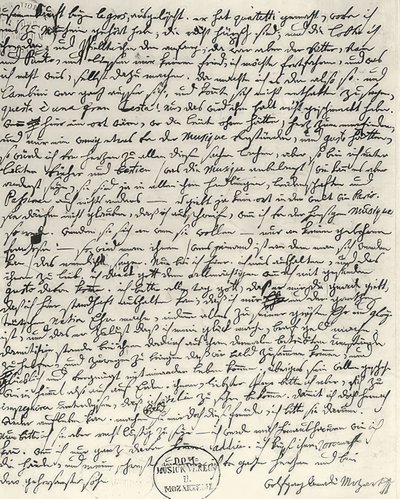 Lettre autographe de Mozart - Wolfgang Amadeus Mozart