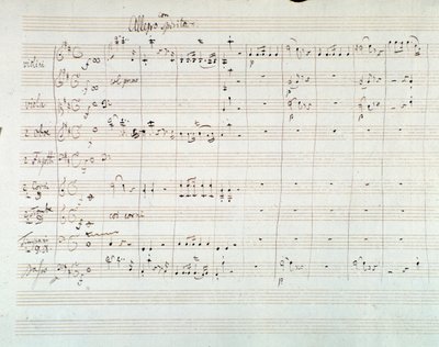 Page de partition de la Symphonie n°8 en ré majeur, par Mozart (1768) - Wolfgang Amadeus Mozart