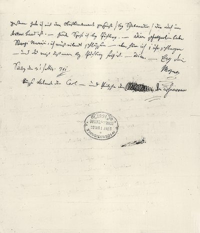Wolfgang Amadeus Mozart (1756-1791) compositeur autrichien. Lettre autographe à sa femme Constanze - Wolfgang Amadeus Mozart