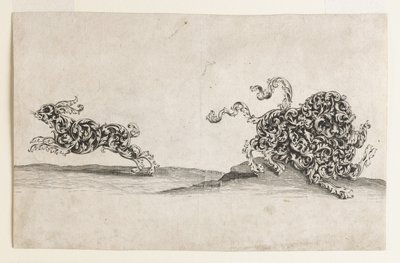 Lion et lièvre composés de motifs ornementaux - Wolfgang Hieronymus von Bömmel